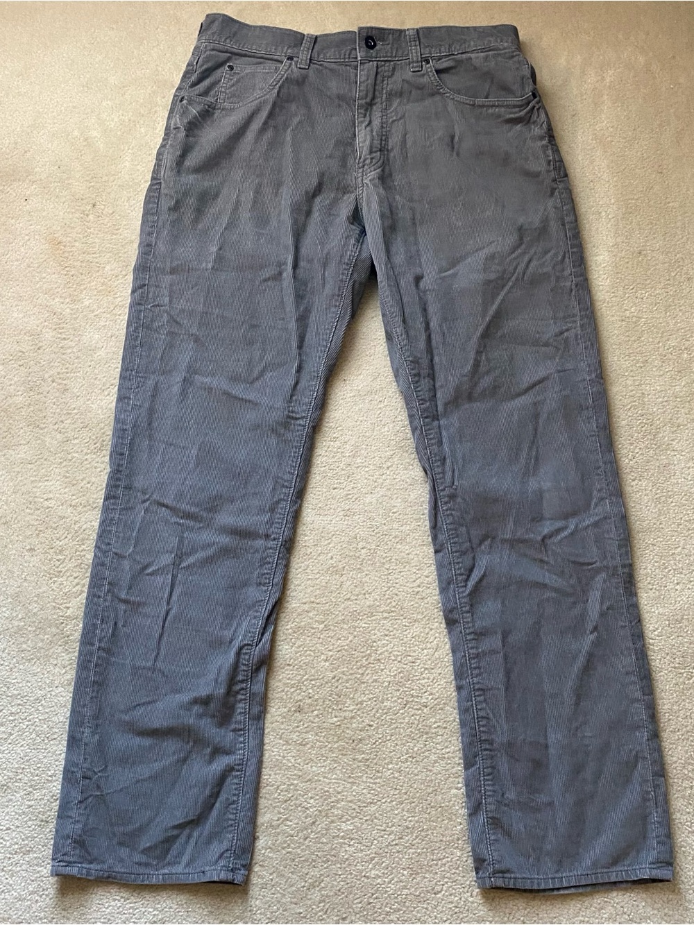 J Crew Corduroy Pants Mens 33x32 Gray 100% Cotton Straight Fit Casual Preppy